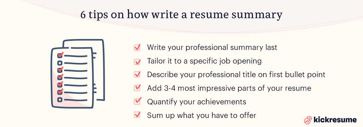 resume summary kickresume